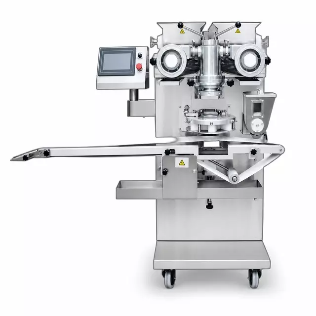 TINDO automatic encrusting machine producing stuffed food products at 10-100 pcs/min