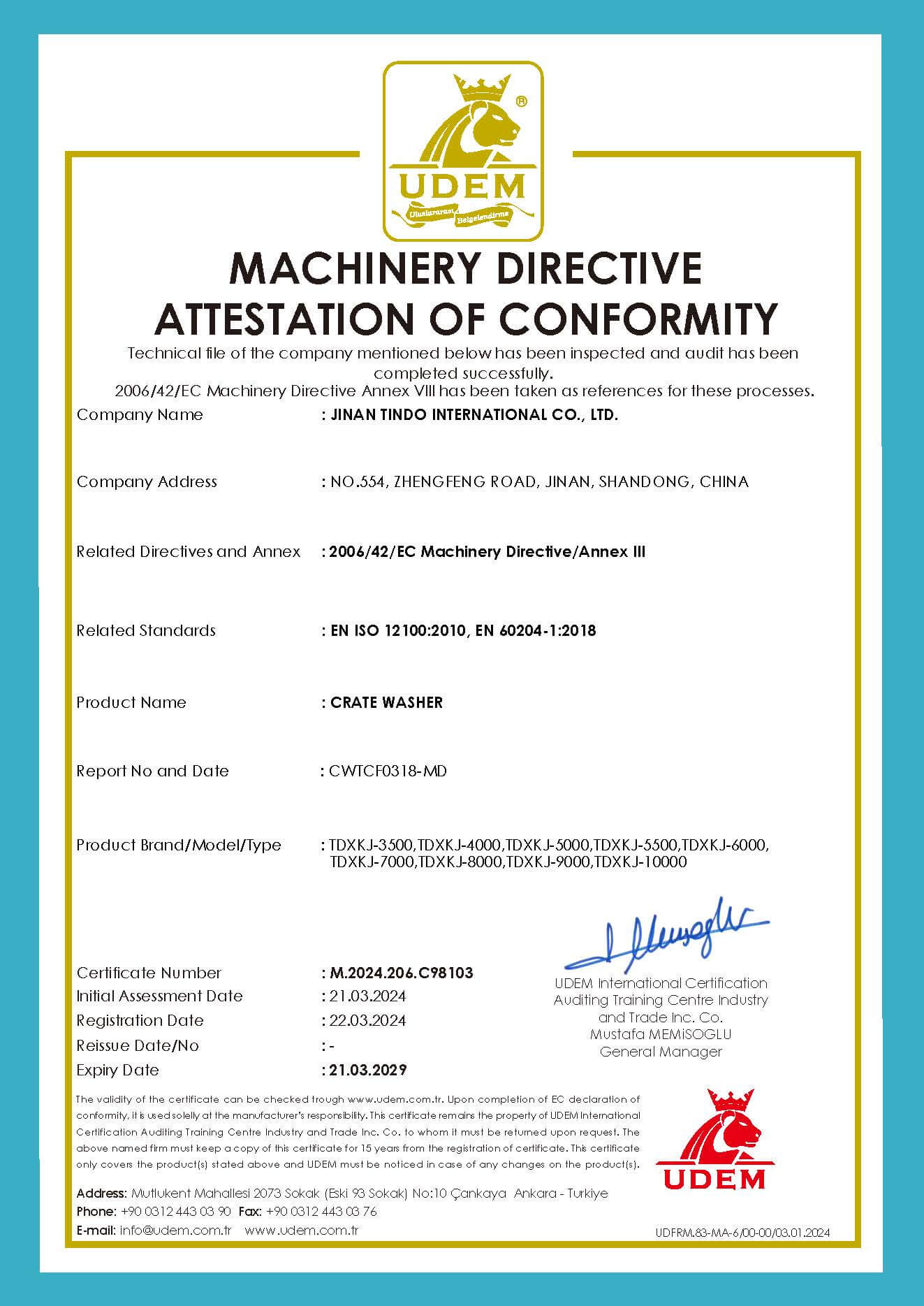 CE CERTIFICATION OF TINDO CRATE WASHER.jpg